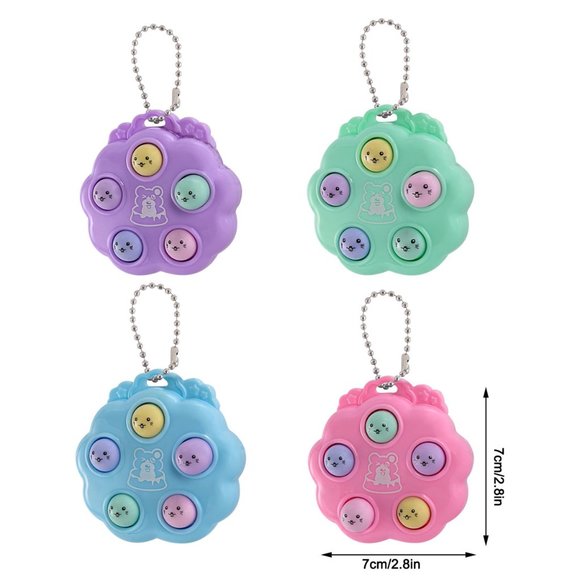 5 Piece of Plastic Pop It Fidget Keychain Toy Assorted Color - Picture 2 of 4